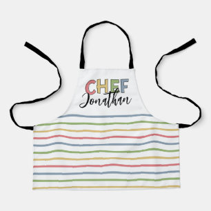 Tablier Chef Personnalisé Stripes Colorées Cute Cadeau