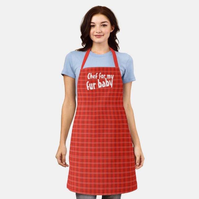 Tablier Chef pour Mon Fur Baby" Custom Red Plaid (Porté)