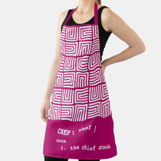 Tablier CHEF rose chauds Boîtes imbriquées Motif d'Afrique