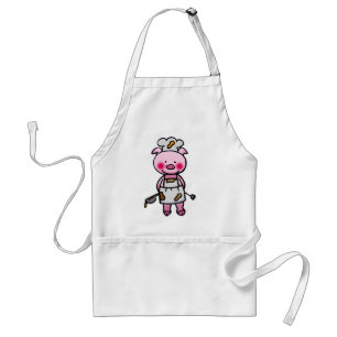 Tablier Chef rose de porc de bande dessinée