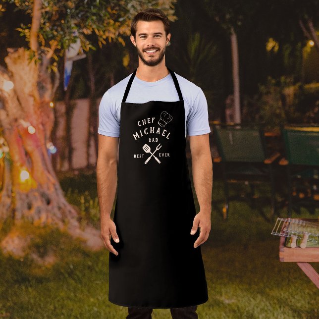 Tablier Chef Rustique moderne MEILLEUR PÈRE JAMAIS Personn (Créateur téléchargé)