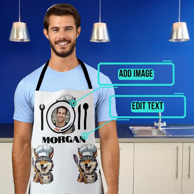 Tablier Chef Wolf Hommes (We put a lot of thought into this fun design to brighten up your cooking and chores.)