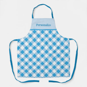 Tablier Chemise à carreaux vintage en vichy bleu personnal