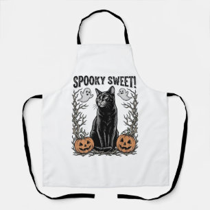 Tablier Chemise avec gravure Halloween vintage de chat noi