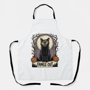 Tablier Chemise Chat Noir Halloween Dessin Crocs Vintage_1