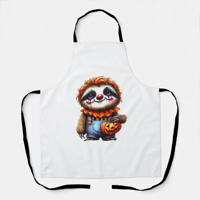 Tablier Chemise Clown Sloth Halloween surdimensionnée T-sh (Recto)