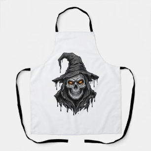 Tablier Chemise Halloween Chapeau De Sorcière Crâne Gravur