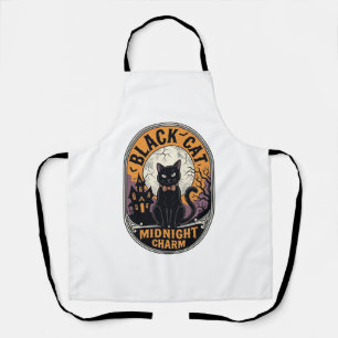 Tablier Chemise Halloween Chat Noir Vintage Charme de Minu
