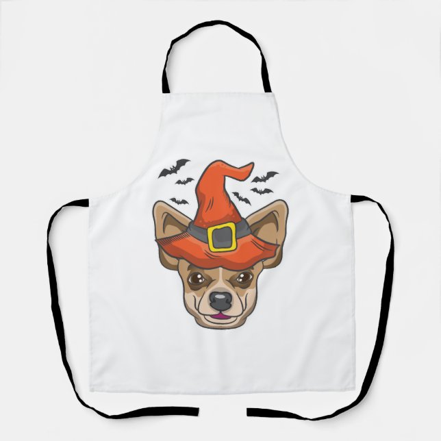 Tablier Chemise Halloween sorcière Chihuahua costume cadea (Recto)