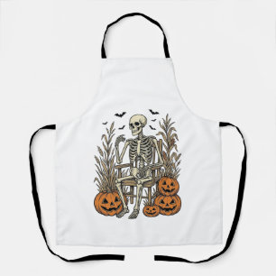Tablier Chemise Halloween squelette vintage et citrouilles