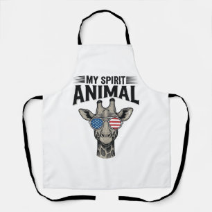 Tablier Chemise patriotique vintage girafe animal spiritue