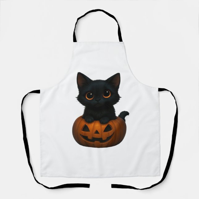 Tablier Chemise T-Shirt retro Halloween Ghost et Chat surd (Recto)