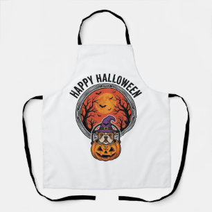Tablier Chemise vintage Bulldog Sorcière Citrouille Joyeux