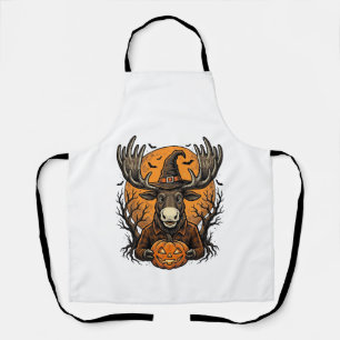 Tablier Chemise vintage Halloween Moose Pumpkin Sorcière C