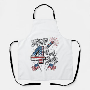 Tablier Chemise Vintage Happy 4 juillet Fête Patriotique F