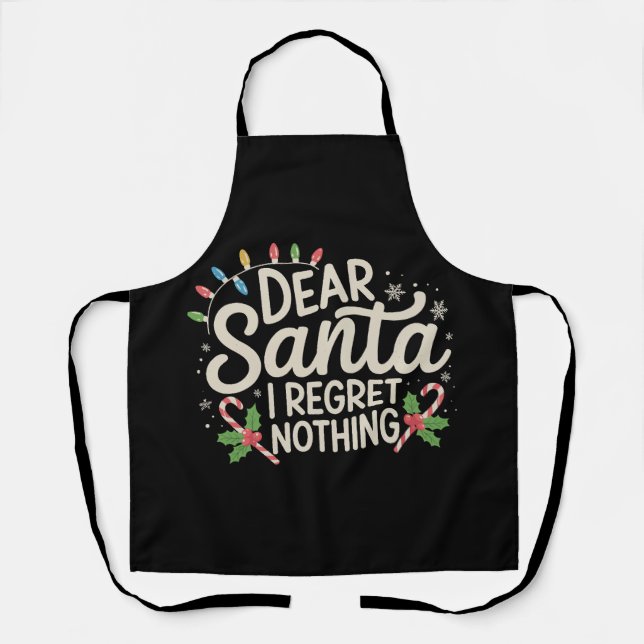 Tablier Cher Père Noël Je Regret Rien De Noël Famille Matc (Recto)