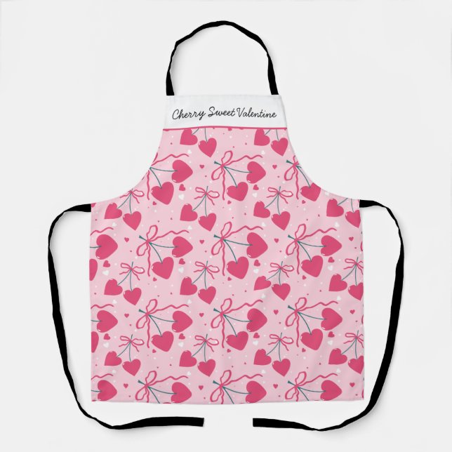 Tablier Cherry Sweet Valentine Apron | Editable Cute Cherr (Recto)