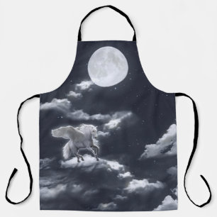 Tablier Cheval ailé blanc : ciel illuminé par la lune.