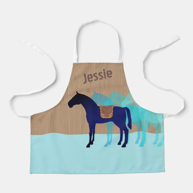 Tablier Cheval saddle enfants cuisine artisanat personnali (Recto)