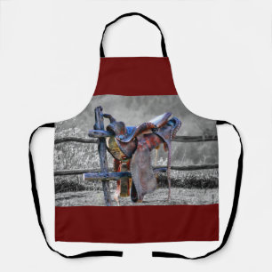 Tablier Cheval Saddle Sur Corral Fence Western