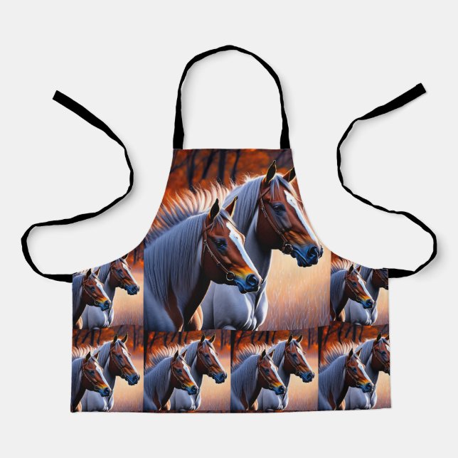 Tablier Chevaux de Brumby Blanc Brown, Enfants Agrandissem (Recto)
