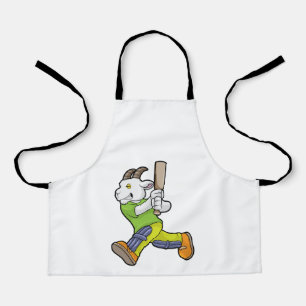 Tablier Chèvre comme Batsman avec chauve-souris de cricket