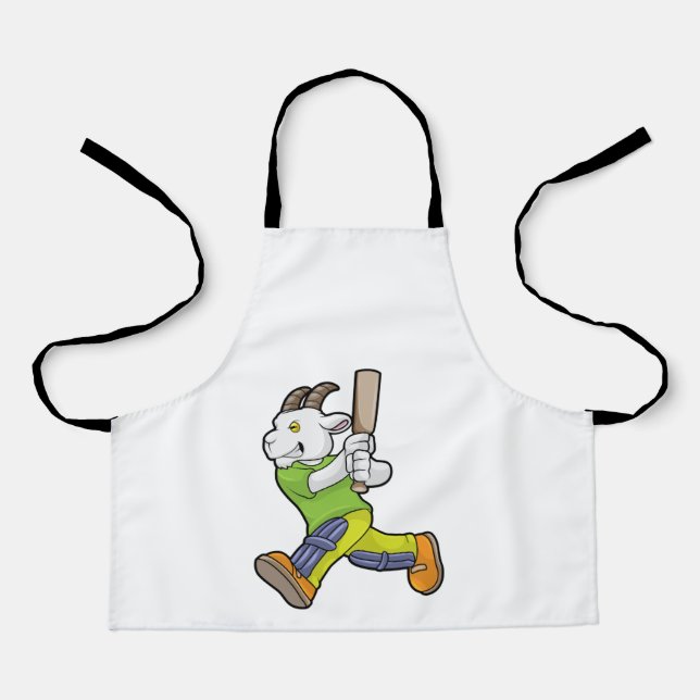 Tablier Chèvre comme Batsman avec chauve-souris de cricket (Recto)
