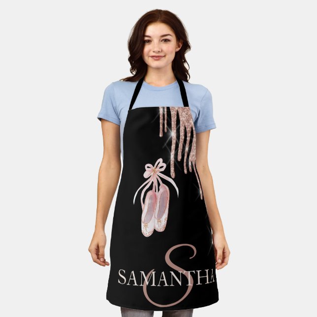 Tablier Chic Ballet Shoes Rose Gold Glitter Drips (Porté)