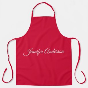 Tablier Chic Calligraphie Élégant Cerisier Rouge Personnal