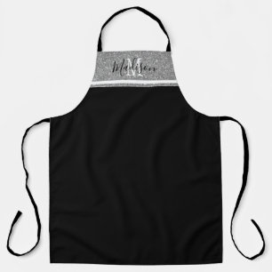 Tablier Chic Girl Black Silver Parties scintillant Nom du