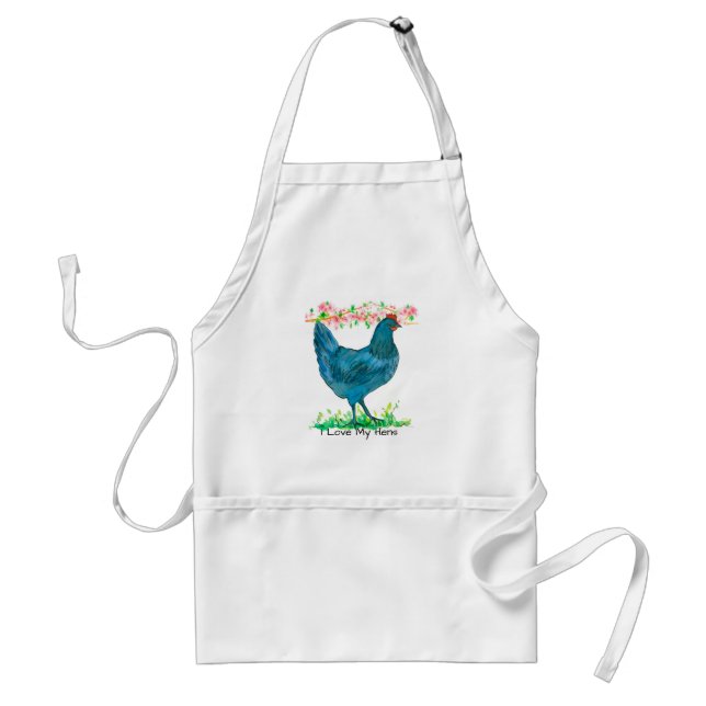 Tablier Chicken Farmer I Love My Hens Blue (Devant)