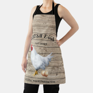Tablier Chicken Ferme Texture du bois OEufs rustiques