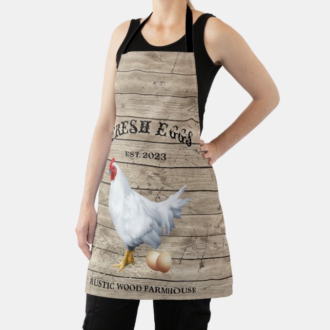 Tablier Chicken Ferme Texture du bois OEufs rustiques (Insitu)