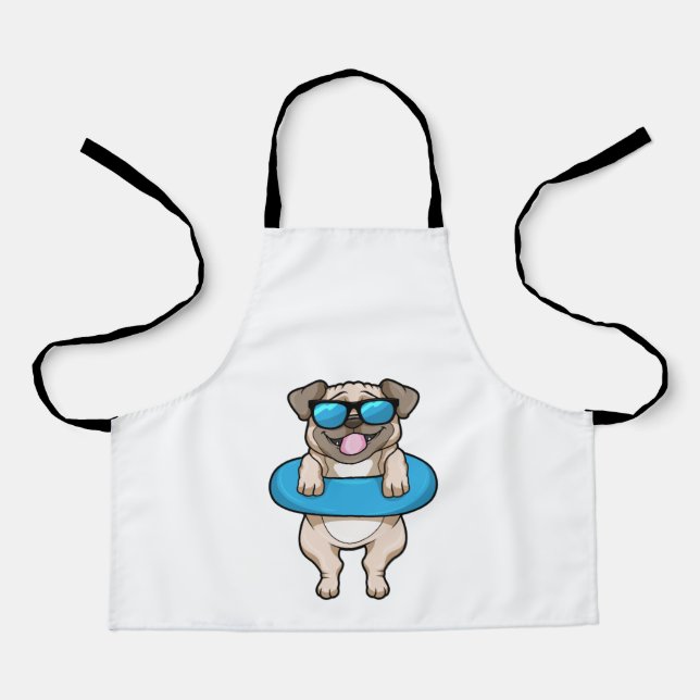 Tablier Chien à la natation avec anneau de natation (Recto)