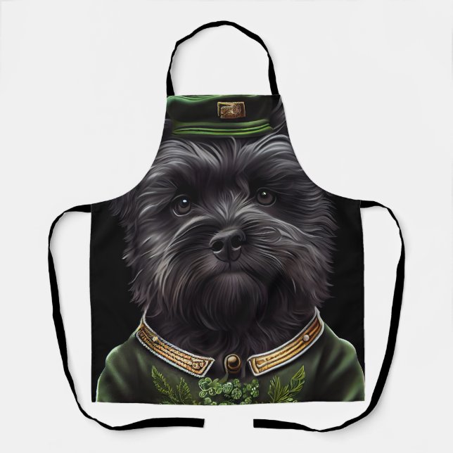 Tablier Chien Affenpinscher en Robe de la Saint Patrick (Recto)