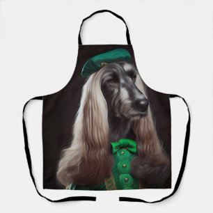 Tablier chien Afghan hound en tenue de la Saint-Patrick