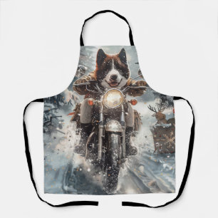 Tablier Chien Akita Américain en moto Noël 