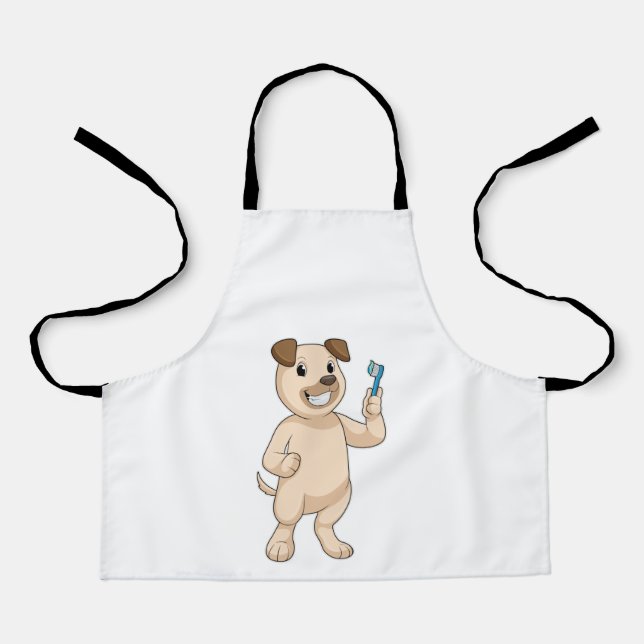 Tablier Chien avec brosse à dents (Recto)