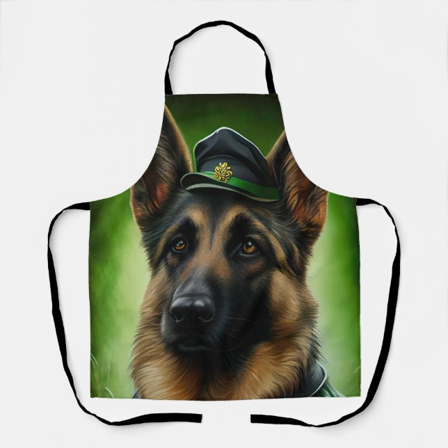 Tablier Chien berger allemand en tenue de jour St. Patrick (Recto)