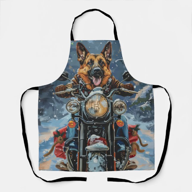 Tablier Chien berger allemand équitation moto Noël (Recto)