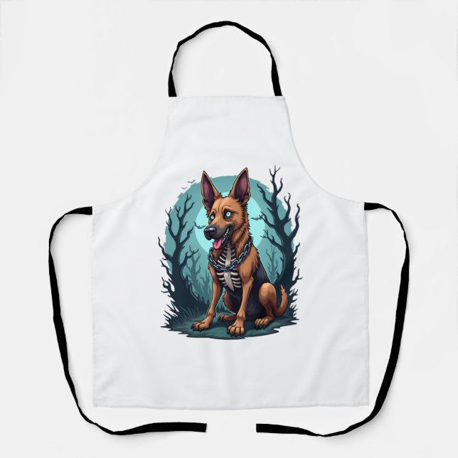 Tablier Chien berger de squelette (Recto)