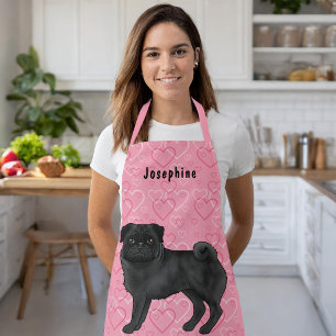 Tablier Chien Carlin Noir Mops Cute Mops Et Coeurs Rose Av