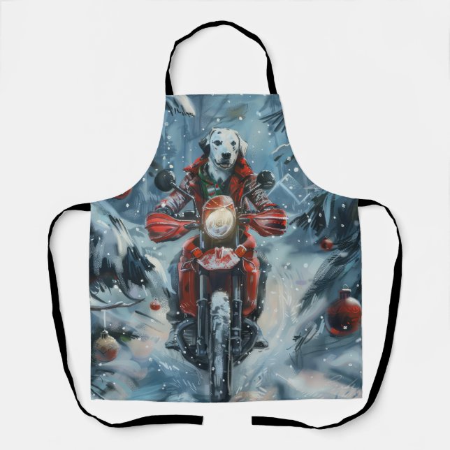 Tablier Chien dalmate équitation moto Noël (Recto)