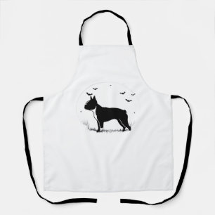Tablier Chien de Boston Terrier - Halloween Moon Silhouett