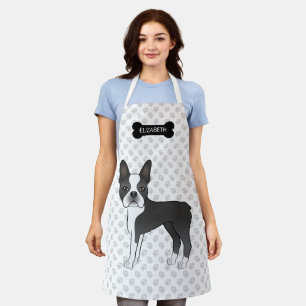 Tablier Chien de dessin animé Boston Terrier noir et blanc