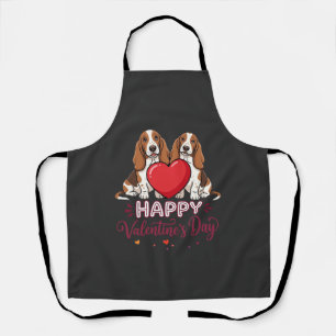 Tablier Chien de la Saint-Valentin Basset Hound Floral