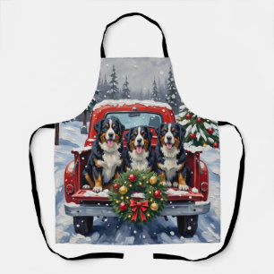 Tablier Chien de montagne de Berne camion rouge de Noël va