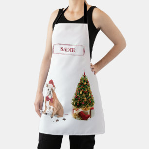 Tablier Chien de Noël drôle avec arbre