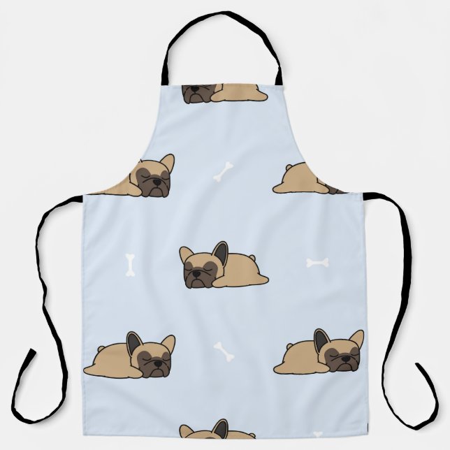 Tablier Chien de taureau français, mignon motif endormi. (Recto)