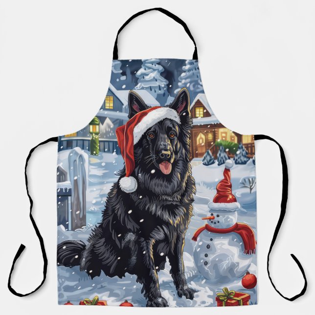 Tablier Chien d'hiver belge Wonderland Noël (Recto)